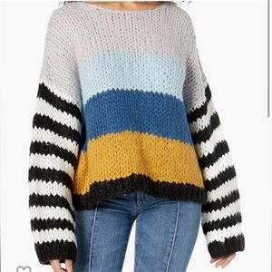 Blank NYC Chunky Sweater Oversized Mixed Signals Knit Striped Multicolored